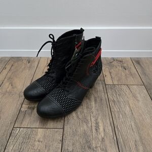 REMONTE black and red size 40 womens lace up boots with zipper 8904300554